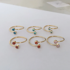 <span class=keywords><strong>Bague</strong></span> ouverte en <span class=keywords><strong>or</strong></span> 14 carats plaqué <span class=keywords><strong>or</strong></span> E075, 3 mm, pavée de zircons, double cristal, pour femmes et hommes, pour <span class=keywords><strong>mariage</strong></span> - Product Image 1