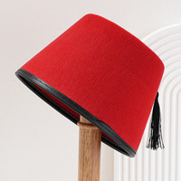 Sombrero turco Tarboosh Dress up Costume Party Sombreros de disfraces marroquíes Sombrero de Fez verde con borla dorada