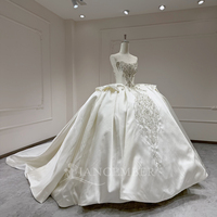 Robes de mariée élégantes Jancember XX96 en satin sans bretelles, ornées de paillettes et de perles, style bouffant
