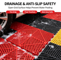 Dalles de sol de garage emboîtables en plastique PP robuste avec drainage pour atelier de detailing automobile, atelier, garage à domicile