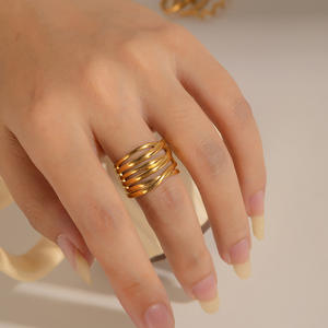 Anillos de Lujo Chapados en Oro de 18K para Mujer, Anillos Minimalistas Apilables, Anillos de Dedo Geométricos Modernos, Regalo de Boda y Compromiso, Moda - Product Image 3