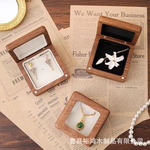 Wooden Jewelry <b>Box</b> Square Solid Color Desktop Storage <b>Box</b> For Brooch Pin Medal Award Collectible Souvenir Dustproof - Product Image 1