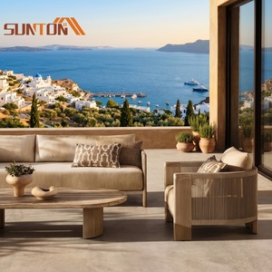 Lusso impermeabile moderno Set di mobili da giardino in legno di Teak divano divano componibile per Hotel Beach Park uso balcone - Product Image 1