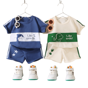 Kinder Jungen Mädchen Kurzarm Baumwolle Cartoon-Muster Sommeranzug <span class=keywords><strong>Baby</strong></span> Koreanischer Stil Kleidung - Product Image 2
