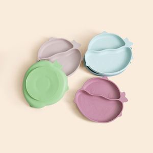 Es-Pro ODM/OEM Plato de Silicona de Grado Alimenticio Libre de BPA, Personalizado, para Bebés y Niños, con Succión, Dividido, con Diseño de Tiburón, Multicertificado - Product Image 1
