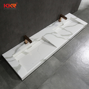 Chậu Rửa Đôi Bằng Đá Cẩm Thạch Nhân Tạo Chậu Rửa Hình Chữ Nhật Tủ Phòng Tắm - Product Image 4