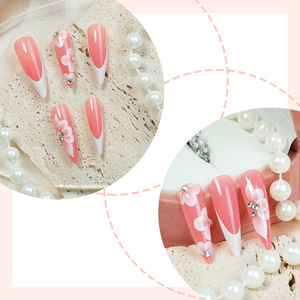 Ongles artificiels en forme d'amande, kit de manucure, strass pour ongles, autocollants pour ongles, kit d'art des ongles, faux ongles faits à la main - Product Image 2