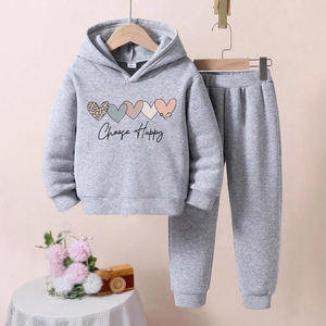 बच्चों की लड़कियों के कपड़े सेट वसंत शरद ऋतु का प्यारा कार्टून मुद्रित लंबे आस्तीन पुलवर हूडी पैंट - Product Image 3