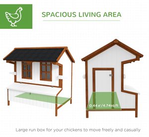 โรงเรือนเลี้ยงไก่ไม้เฟอร์ขนาด 47 นิ้ว สำหรับกลางแจ้ง หลังคาป้องกันน้ำ กล่องทำรัง มีหูจับ ล็อคได้ ทนทานต่อสภาพอากาศ สำหรับไก่ 3-5 ตัว แบบพกพา - Product Image 2