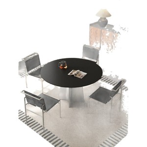 โต๊ะรับประทานอาหารทรงกลมสไตล์อิตาลี ท็อปสีดำ ขาเหล็กสแตนเลส หมุนได้ ดีไซน์ทันสมัยสำหรับบ้าน อพาร์ทเมนต์ขนาดเล็ก - Product Image 5