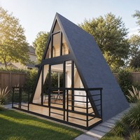 Maison préfabriquée en A, structure triangulaire, installation rapide, modulaire, cabane pour café et librairie en zone touristique