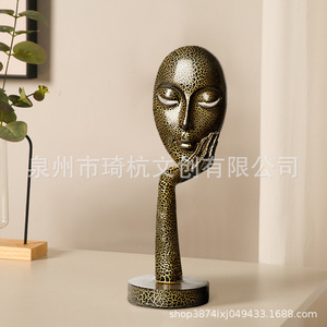 Qi Hang Abstract Face Sculpture Resin Craft Artistic Decor Living Room <b>Desk</b> Ornament - Product Image 2