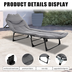 Cama Plegable para Camping con Personalización Ligera, Capacidad de Carga de 180 kg, Color Gris Oscuro, Moderna, con Bolsillo, Sin Marco de Acero, Proporciona Comodidad - Product Image 4
