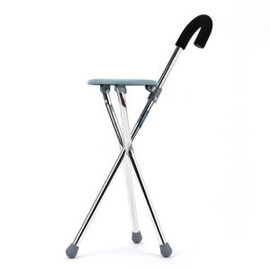 Kole Stainless Steel Walking Stick <b>Stool</b> With Seat And Bench For Elderly Multifunctional <b>Folding</b> Cane Chair - Product Image 2