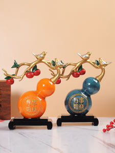 Todo lo mejor nuevo estilo chino muebles para el hogar artesanías de resina patrón de escultura de sala de estar adornos de calabaza para reubicación de casa nueva - Product Image 2