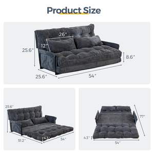 Puffy Comfy Small Convertible Sleeper Futon Causeuse <span class=keywords><strong>en</strong></span> mousse souple Canapé <span class=keywords><strong>double</strong></span> Canapé-<span class=keywords><strong>lit</strong></span> <span class=keywords><strong>2</strong></span> places <span class=keywords><strong>Lit</strong></span> de jour pliant avec fonction <span class=keywords><strong>lit</strong></span> - Product Image 2