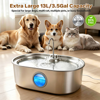 Fontaine à eau pour animaux de compagnie AFP Extra Large Capacity 13L, réservoir en acier inoxydable 304, robinet à eau courante, pour chiens et chats