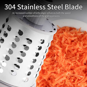 주방 304 스테인레스 스틸 3-in-1 핸드 헬드 과일 야채 슬라이서 회전 치즈 강판 분쇄기 손잡이 - Product Image 2