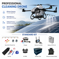 Drone professionnel de nettoyage haute pression pour panneaux solaires avec système de positionnement double RTK, puissance 7200W, réservoir d'eau de 50L
