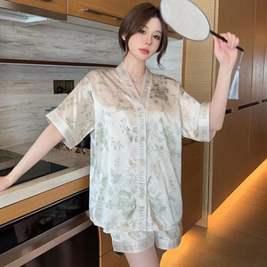 Set pigiama estivo <span class=keywords><strong>da</strong></span> <span class=keywords><strong>donna</strong></span> in raso di seta camicia <span class=keywords><strong>da</strong></span> notte a maniche corte <span class=keywords><strong>abbigliamento</strong></span> per la <span class=keywords><strong>casa</strong></span> <span class=keywords><strong>da</strong></span> <span class=keywords><strong>donna</strong></span> <span class=keywords><strong>abbigliamento</strong></span> <span class=keywords><strong>da</strong></span> notte <span class=keywords><strong>da</strong></span> <span class=keywords><strong>donna</strong></span> - Product Image 2