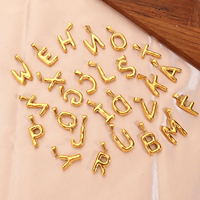 Pendentif en acier inoxydable plaqué or 18 carats PVD, lettres de l'alphabet en forme de ballon, initiales A-Z, accessoires pour la fabrication de bijoux DIY