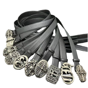 Hip Hop Punk <strong>CH</strong> Men's Cross Belt Alloy Buckle Trendy Punk Style 3.5cm Width Designer Catalog Jeans Decoration - Product Image 1