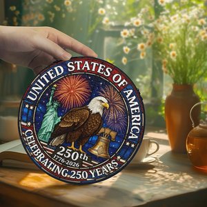 Pendentif attrape-soleil en vitrail, ornement commémoratif du 250e anniversaire des États-Unis - Product Image 2