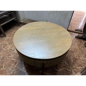 Modern <b>Round</b> <b>Wood</b> Coffee <b>Table</b> with Storage Midcentury Design Living Room Furniture - Product Image 2