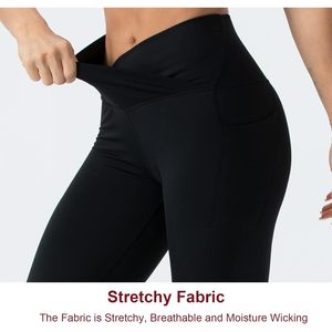FOXA Leggings capri pour femme à taille croisée en V, pantalon de yoga amincissant avec poches - Product Image 5