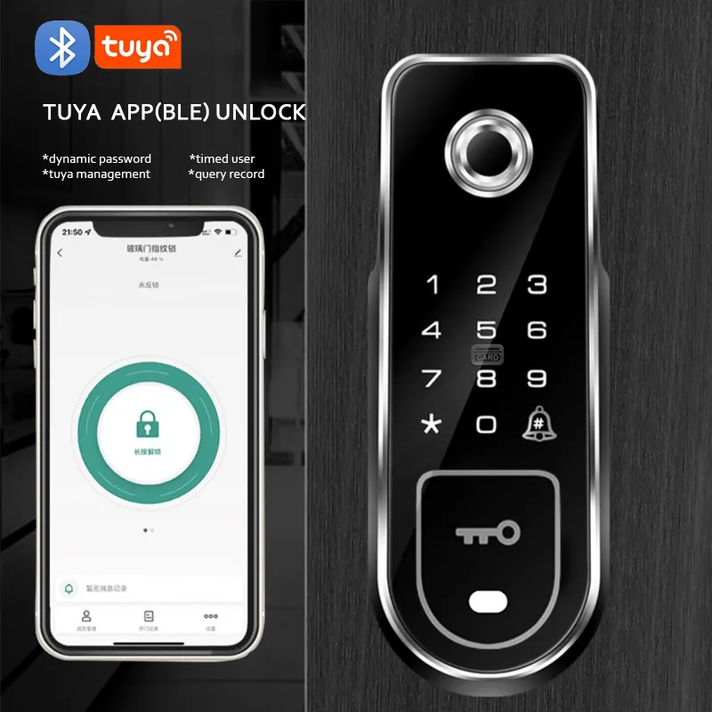 Estojo para portão/cortão, trava dupla face de impressão digital para porta eletrônica tuya à prova d'água