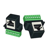 Conector Hembra RJ45 8P8C, Adaptador de Bloque de Terminales de Tornillo de 8 Pines, Conector de Cable Ethernet RJ45 Negro, Sin Soldadura, para PCB