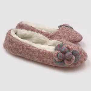 Ladies pink floral ballerina bedroom slippers shoes women's moccasin slippers