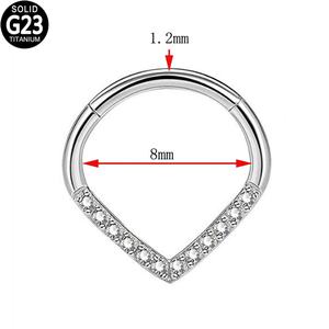 Lotus Wholesale G23 <b>Titanium</b> Nose <b>Stud</b> Teardrop Zircon Earrings Segment Ring Septum Clickers Helix Fine Piercing Jewellery - Product Image 3