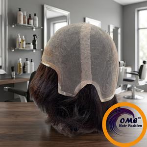 Perruque complète en cheveux humains Remy pour hommes, base en dentelle suisse française, pré-épilée, ligne de cheveux naturelle, nœuds blanchis - Product Image 1
