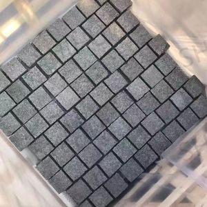 Pierre de pavage moderne et durable en <span class=keywords><strong>granit</strong></span> noir foncé SH STONE, motif brique, surface flammée, bords fendus, pour allée, naturelle - Product Image 5