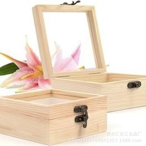 Caja de almacenamiento de madera cuadrada de madera maciza con tapa abatible y cerradura, caja de joyería de 5,5x5,5x3,5 cm para embalaje de regalo - Product Image 5