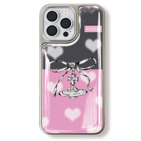 Coque de téléphone en résine époxy Ins pour iphone16 16pro/promax 15 15promax/14Promax/14pro 14/13 13pro 12 11 coque à bords argentés galvanisés