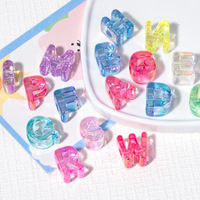 Perles intercalaires en acrylique transparent coloré à grand trou de 6 mm, lettres de l'alphabet anglais, tendance mode, pour porte-clés faits main DIY