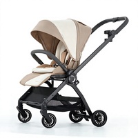 Poussette Haute pour Bébé 2 en 1 Pliable avec Nacelle et Grandes Roues Antichoc pour Nouveau-né