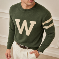 Pull en maille respirant pour homme avec logo personnalisé, col rond, motif lettres, style Old Money, idéal pour l'hiver