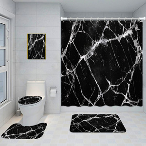 Juego de Cortinas de Ducha de Poliéster con Diseño de Mármol Blanco y Negro, Cortina de Baño Impermeable, Resistente al Moho, de Secado Rápido, Moderna, al por Mayor - Product Image 2