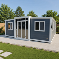 Grande maison conteneur pliable et extensible, structure à ossature en acier léger, 20 pieds 40 pieds, étanche