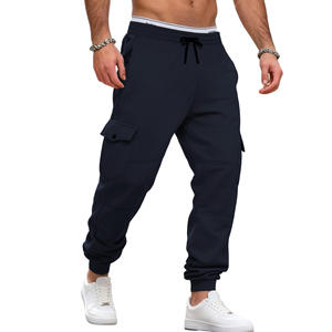 Pantalon cargo en polaire pour homme, taille élastique, multi-poches, cordon de serrage, respirant, vêtements de loisirs, gris - Product Image 3