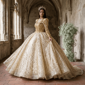 Robe de mariée élégante, robe de mariée ornée de fleurs, Vestidos De Novias, robe de soirée en dentelle à sequins et perles, Nigéria Lscm09 Jancember - Product Image 1
