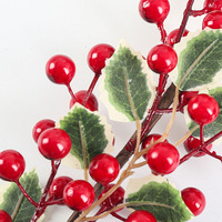 Décoration de Noël artificielle avec baies rouges et plantes pour la maison et le bureau, vase de table, plante décorative pour mariage et photographie en extérieur