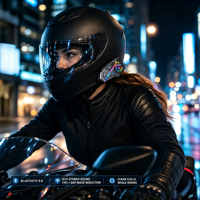 Casque de moto avec éclairage RGB, interphone sans fil 6.1, 5 modes ambiantes, partage de musique, assistant vocal, autonomie de 35 heures