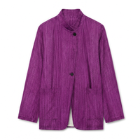 Blazer pour femme coupe ajustée, broderie 3D, rayures, col mandarin, manches longues, tissu tissé respirant, longueur standard, bouton unique