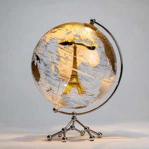 Wellfun Globe du monde <span class=keywords><strong>de</strong></span> <span class=keywords><strong>table</strong></span> Globe terrestre en acrylique Globe du monde nautique avec support en métal Décoration <span class=keywords><strong>de</strong></span> bureau style vintage - Product Image 1