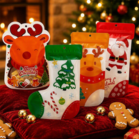 Sacs Doypack en plastique à fermeture éclair de haute qualité, en forme de Noël mignonne, pour l'emballage alimentaire de boules de Noël, d'épices et de snacks