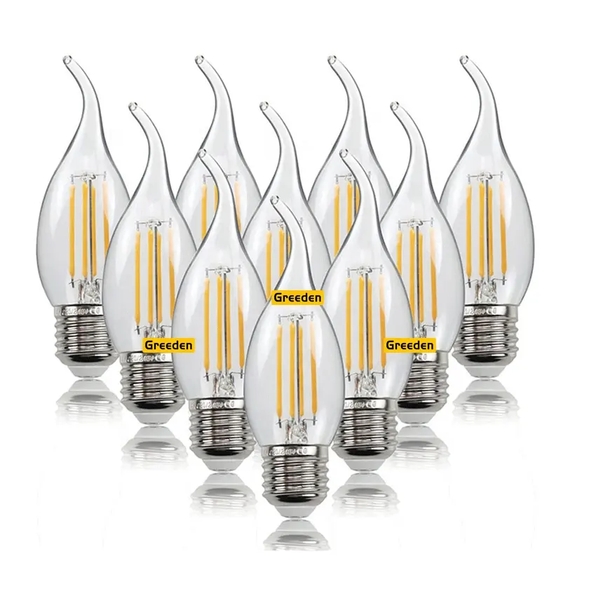 Home Decor Energy Saving E14 Retro Edison Lamp 220V E14 E27 Vintage Candle Light C35 Tail LED Filament Bulb